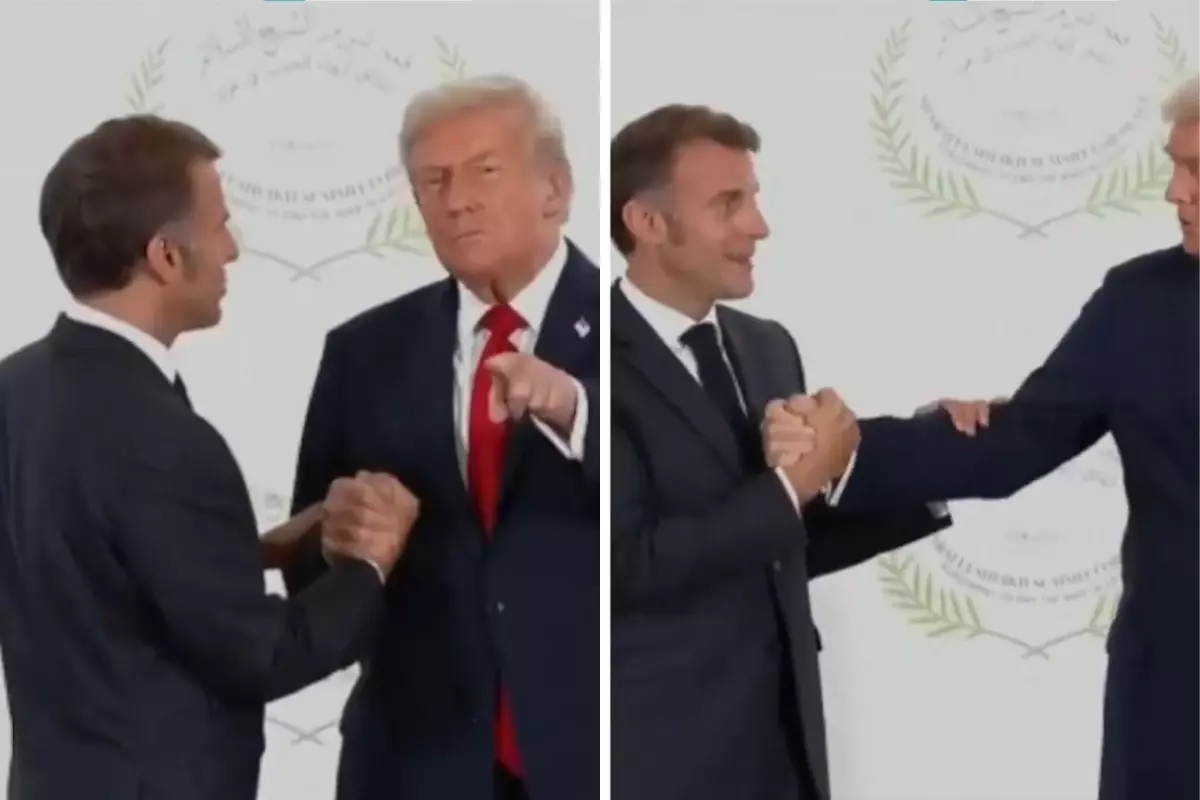 zirveye damga vuracak goruntuler trump ile macron bilek guresine tutustu 3FMPWK7B.jpg
